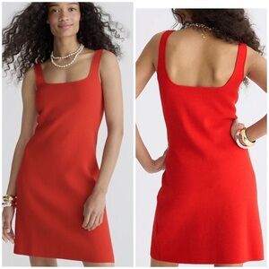 J. Crew Square Neck Mini Sweater Dress Cherry Red XS